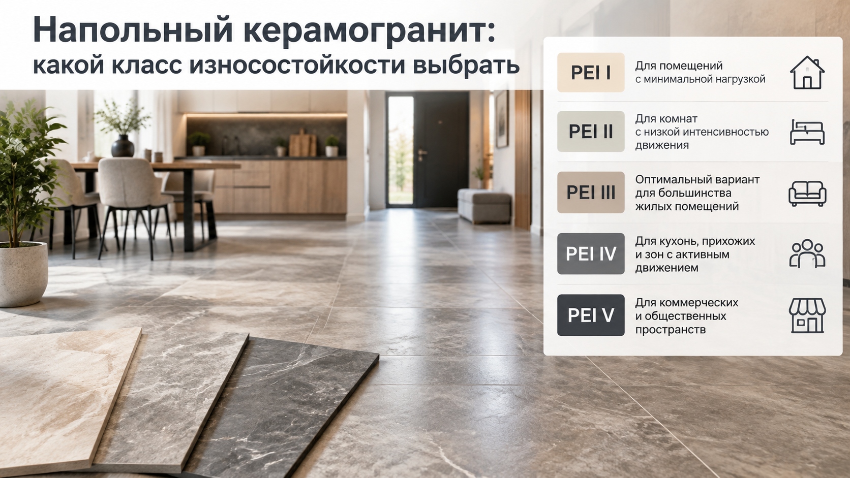 Напольный керамогранит: какой класс износостойкости выбрать